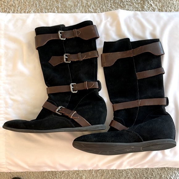 otot Suede Boots with Straps Black/Brown Size 9 EUC - Picture 4 of 12
